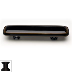 Sietto [P-101-ORB] Handmade Glass Cabinet Pull Handle - Stratum - Woodland Brown & Black - Oil Rubbed Bronze Base - 5" L