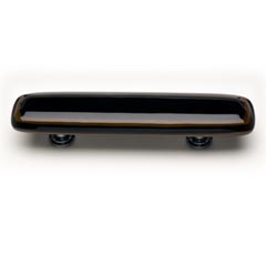 Sietto [P-101-ORB] Handmade Glass Cabinet Pull Handle - Stratum - Woodland Brown &amp; Black - Oil Rubbed Bronze Base - 5" L