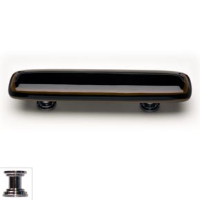 Sietto [P-101-PC] Handmade Glass Cabinet Pull Handle - Stratum - Woodland Brown & Black - Polished Chrome Base - 5" L