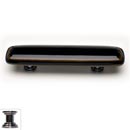 Sietto [P-101-PC] Handmade Glass Cabinet Pull Handle - Stratum - Woodland Brown & Black - Polished Chrome Base - 3" C/C - 5" L