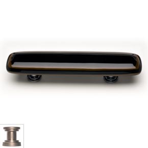 Sietto [P-101-SN] Handmade Glass Cabinet Pull Handle - Stratum - Woodland Brown & Black - Satin Nickel Base - 5" L