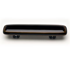 Sietto [P-101-SN] Handmade Glass Cabinet Pull Handle - Stratum - Woodland Brown &amp; Black - Satin Nickel Base - 5&quot; L