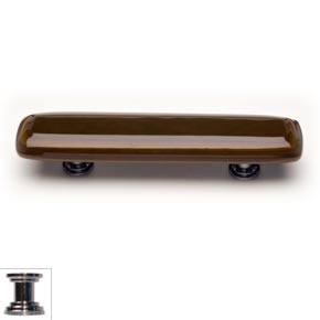 Sietto [P-102-PC] Handmade Glass Cabinet Pull Handle - Stratum - Woodland Brown & Umber Brown - Polished Chrome Base - 5" L