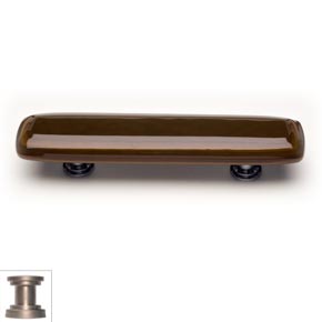 Sietto [P-102-SN] Handmade Glass Cabinet Pull Handle - Stratum - Woodland Brown & Umber Brown - Satin Nickel Base - 5" L