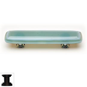 Sietto [P-103-ORB] Handmade Glass Cabinet Pull Handle - Stratum - Spruce Green - Oil Rubbed Bronze Base - 5" L