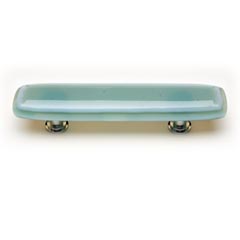 Sietto [P-103-PC] Handmade Glass Cabinet Pull Handle - Stratum - Spruce Green - Polished Chrome Base - 5&quot; L