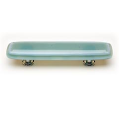 Sietto [P-103-PC] Handmade Glass Cabinet Pull Handle - Stratum - Spruce Green - Polished Chrome Base - 5" L