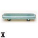 Sietto [P-103-PC] Handmade Glass Cabinet Pull Handle - Stratum - Spruce Green - Polished Chrome Base - 5" L