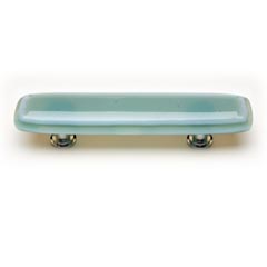 Sietto [P-103-SN] Handmade Glass Cabinet Pull Handle - Stratum - Spruce Green - Satin Nickel Base - 5&quot; L