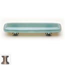 Sietto [P-103-SN] Handmade Glass Cabinet Pull Handle - Stratum - Spruce Green - Satin Nickel Base - 3" C/C - 5" L