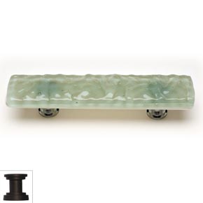 Sietto [P-201-ORB] Handmade Glass Cabinet Pull Handle - Glacier - Spruce Green - Oil Rubbed Bronze Base - 5" L