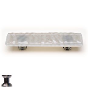 Sietto [P-204-PC] Handmade Glass Cabinet Pull Handle - Glacier - Blue-Grey - Polished Chrome Base - 5" L