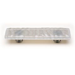 Sietto [P-204-PC] Handmade Glass Cabinet Pull Handle - Glacier - Blue-Grey - Polished Chrome Base - 5" L
