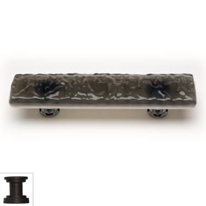 Sietto [P-206-ORB] Handmade Glass Cabinet Pull Handle - Glacier - Silver Grey - Oil Rubbed Bronze Base - 5" L