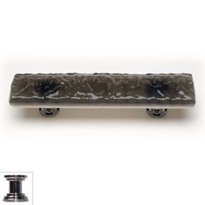 Sietto [P-206-PC] Handmade Glass Cabinet Pull Handle - Glacier - Silver Grey - Polished Chrome Base - 5" L