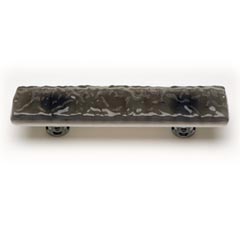 Sietto [P-206-PC] Handmade Glass Cabinet Pull Handle - Glacier - Silver Grey - Polished Chrome Base - 5" L