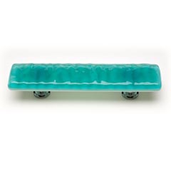 Sietto [P-207-PC] Handmade Glass Cabinet Pull Handle - Glacier - Aqua - Polished Chrome Base - 5" L