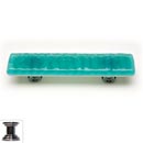 Sietto [P-207-PC] Handmade Glass Cabinet Pull Handle - Glacier - Aqua - Polished Chrome Base - 5&quot; L