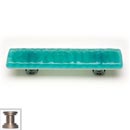 Sietto [P-207-SN] Handmade Glass Cabinet Pull Handle - Glacier - Aqua - Satin Nickel Base - 3&quot; C/C - 5&quot; L