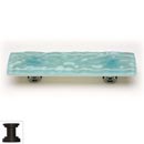 Sietto [P-208-ORB] Handmade Glass Cabinet Pull Handle - Glacier - Light Aqua - Oil Rubbed Bronze Base - 5" L