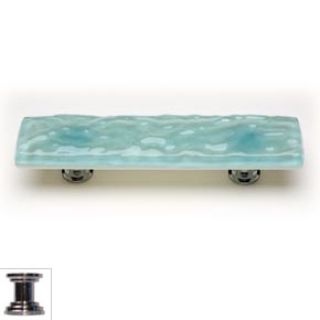 Sietto [P-208-PC] Handmade Glass Cabinet Pull Handle - Glacier - Light Aqua - Polished Chrome Base - 5" L