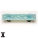 Sietto [P-208-PC] Handmade Glass Cabinet Pull Handle - Glacier - Light Aqua - Polished Chrome Base - 5" L