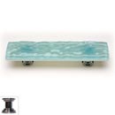 Sietto [P-208-PC] Handmade Glass Cabinet Pull Handle - Glacier - Light Aqua - Polished Chrome Base - 3&quot; C/C - 5&quot; L