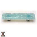 Sietto [P-208-SN] Handmade Glass Cabinet Pull Handle - Glacier - Light Aqua - Satin Nickel Base - 3" C/C - 5" L