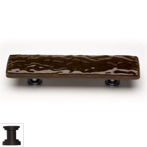 Sietto [P-209-ORB] Handmade Glass Cabinet Pull Handle - Glacier - Woodland Brown - Oil Rubbed Bronze Base - 5" L
