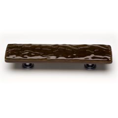 Sietto [P-209-ORB] Handmade Glass Cabinet Pull Handle - Glacier - Woodland Brown - Oil Rubbed Bronze Base - 5" L