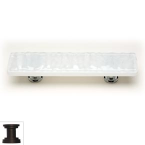 Sietto [P-212-ORB] Handmade Glass Cabinet Pull Handle - Glacier - White - Oil Rubbed Bronze Base - 5" L