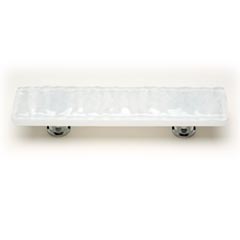 Sietto [P-212-ORB] Handmade Glass Cabinet Pull Handle - Glacier - White - Oil Rubbed Bronze Base - 5" L