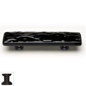 Sietto [P-213-ORB] Handmade Glass Cabinet Pull Handle - Glacier - Black - Oil Rubbed Bronze Base - 5" L