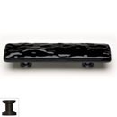 Sietto [P-213-ORB] Handmade Glass Cabinet Pull Handle - Glacier - Black - Oil Rubbed Bronze Base - 5&quot; L