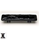 Sietto [P-213-PC] Handmade Glass Cabinet Pull Handle - Glacier - Black - Polished Chrome Base - 5" L