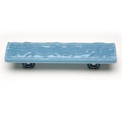 Sietto [P-215-ORB] Handmade Glass Cabinet Pull Handle - Glacier - Powder Blue - Oil Rubbed Bronze Base - 5" L