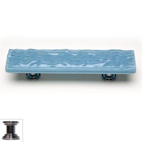 Sietto [P-215-PC] Handmade Glass Cabinet Pull Handle - Glacier - Powder Blue - Polished Chrome Base - 5" L