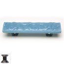 Sietto [P-215-PC] Handmade Glass Cabinet Pull Handle - Glacier - Powder Blue - Polished Chrome Base - 5" L