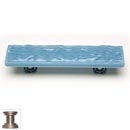 Sietto [P-215-SN] Handmade Glass Cabinet Pull Handle - Glacier - Powder Blue - Satin Nickel Base - 3" C/C - 5" L