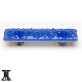 Sietto [P-219-PC] Handmade Glass Cabinet Pull Handle - Glacier - Sky Blue - Polished Chrome Base - 5" L