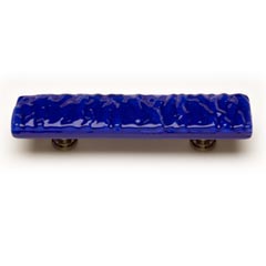 Sietto [P-221-ORB] Handmade Glass Cabinet Pull Handle - Glacier - Deep Cobalt - Oil Rubbed Bronze Base - 5&quot; L