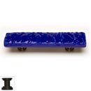 Sietto [P-221-ORB] Handmade Glass Cabinet Pull Handle - Glacier - Deep Cobalt - Oil Rubbed Bronze Base - 3" C/C - 5" L