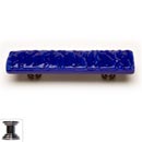 Sietto [P-221-PC] Handmade Glass Cabinet Pull Handle - Glacier - Deep Cobalt - Polished Chrome Base - 5" L