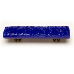 Sietto [P-221-SN] Handmade Glass Cabinet Pull Handle - Glacier - Deep Cobalt - Satin Nickel Base - 5" L