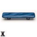 Sietto [P-303-PC] Handmade Glass Cabinet Pull Handle - Cirrus - Marine Blue - Polished Chrome Base - 5" L