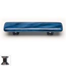 Sietto [P-303-PC] Handmade Glass Cabinet Pull Handle - Cirrus - Marine Blue - Polished Chrome Base - 3" C/C - 5" L