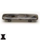 Sietto [P-305-ORB] Handmade Glass Cabinet Pull Handle - Cirrus - White w/ Brown - Oil Rubbed Bronze Base - 5" L