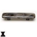 Sietto [P-305-ORB] Handmade Glass Cabinet Pull Handle - Cirrus - White w/ Brown - Oil Rubbed Bronze Base - 3" C/C - 5" L