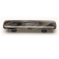 Sietto [P-305-SN] Handmade Glass Cabinet Pull Handle - Cirrus - White w/ Brown - Satin Nickel Base - 5" L