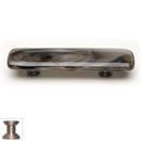 Sietto [P-305-SN] Handmade Glass Cabinet Pull Handle - Cirrus - White w/ Brown - Satin Nickel Base - 3" C/C - 5" L